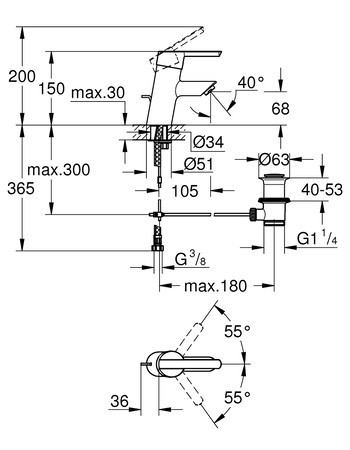 Змішувач для раковини S-розміру Grohe Feel 32557000