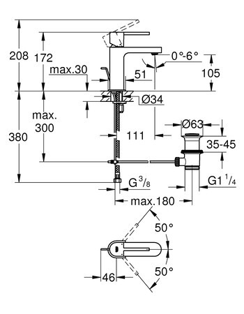 Змішувач для раковини S-розміру Grohe Plus 32612003