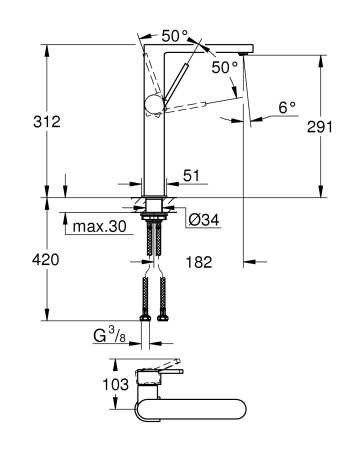 Змішувач на стільницю для раковини XL-розміру Grohe Plus 32618003