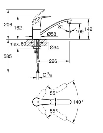 Змішувач для кухні Grohe Euroeco New 32750000