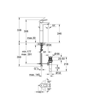 Змішувач на стільницю для раковини XL-розміру Grohe BauLoop 32856000