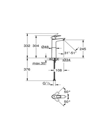 Змішувач на стільницю для раковини XL-розміру Grohe BauLoop New 32856001