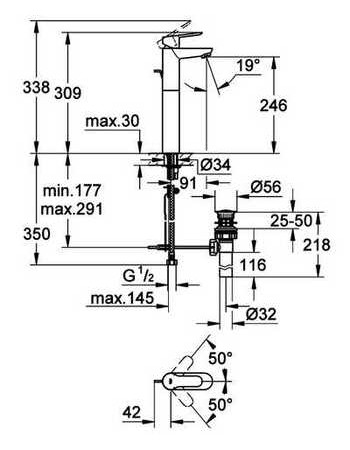 Змішувач на стільницю для раковини XL-розміру Grohe BauEdge 32860000