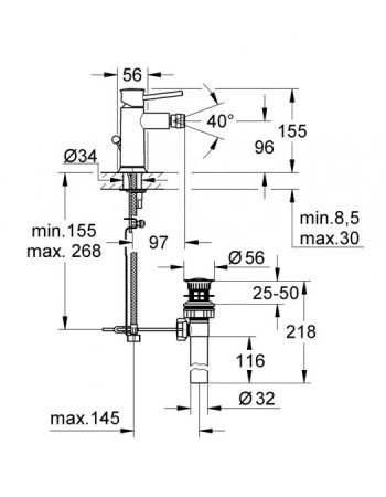 Змішувач для біде Grohe BauClassic 32864000