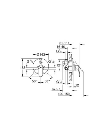 Змішувач прихованого монтажу на 2 споживача Grohe Eurosmart Cosmopolitan 32879000