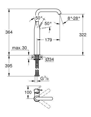 Змішувач на стільницю для раковини XL-розміру Grohe Essence New 32901AL1