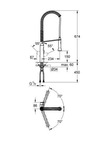 Змішувач для кухні з гнучким виливом Grohe K7 32950000