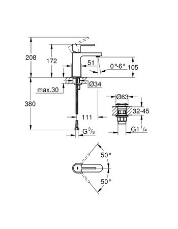 Змішувач для раковини S-розміру Grohe Plus 33163003