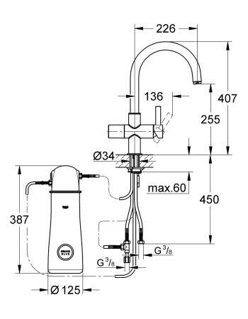 Змішувач для кухні з підключенням до фільтру Grohe Blue Pure 33251000