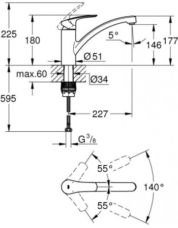 Змішувач для кухні Grohe Eurosmart New 33281003