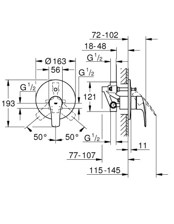 Змішувач прихованого монтажу на 2 споживача Grohe Eurosmart New 33305003