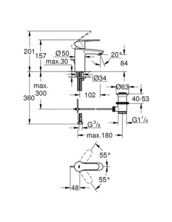 Змішувач для раковини S-розміру Grohe Eurostyle Cosmopolitan 3355220E