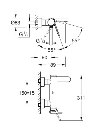 Змішувач для ванни Grohe Plus 33553003