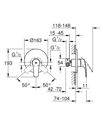 Змішувач прихованого монтажу для 1 споживача Grohe Eurosmart New 33556003