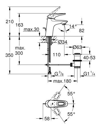 Змішувач для раковини S-розміру Grohe Eurostyle 33558003