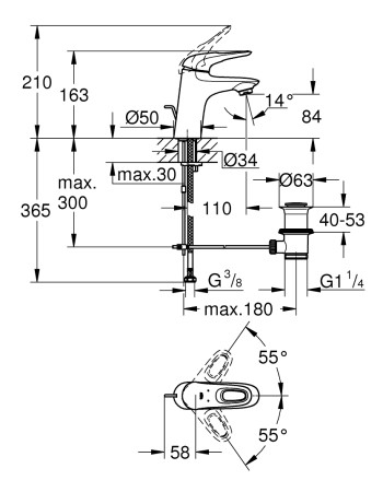 Змішувач для раковини S-розміру Grohe Eurostyle 33558LS3