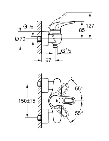 Змішувач для душу Grohe Eurostyle 33590LS3