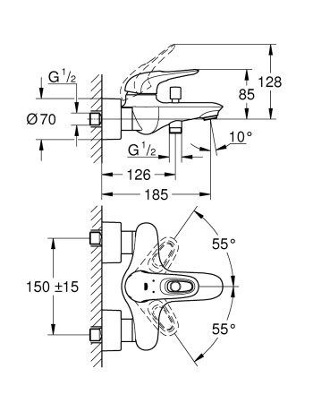Змішувач для ванни Grohe Eurostyle 33591003