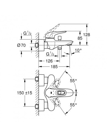 Змішувач для ванни Grohe Eurostyle 33591LS3