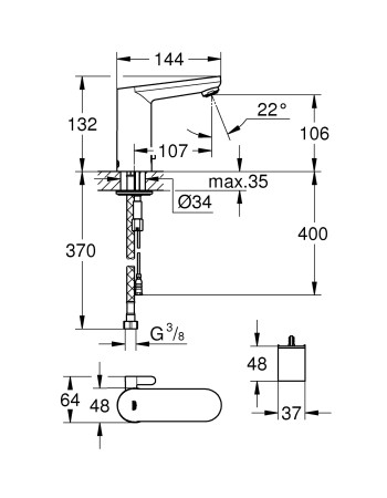 Змішувач для раковини з сенсорним керуванням Grohe Eurosmart CE 36327001
