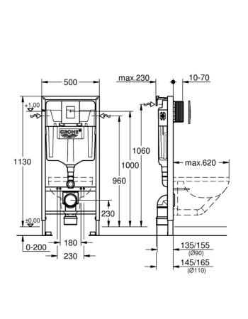Інсталяція для унітаза Grohe Rapid SL з кріпленнями й клавішею змиву 38772001
