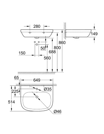 Раковина 65 Grohe Euro Ceramic 39323000