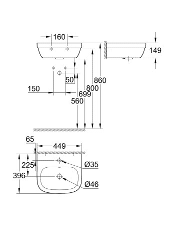 Раковина 45 Grohe Euro Ceramic 39324000