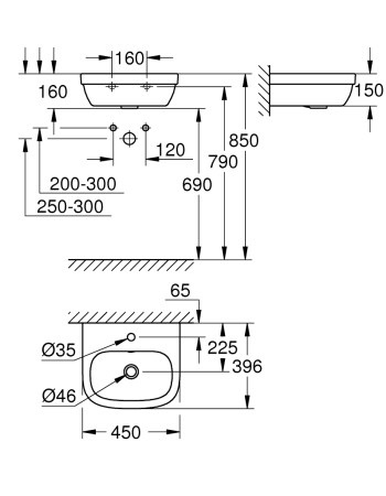 Раковина 45 зі PureGuard Grohe Euro Ceramic 3932400H