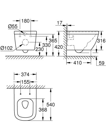Підвісний унітаз зі PureGuard Grohe Euro Ceramic 3932800H