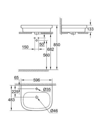 Накладна раковина 60 із PureGuard Grohe Euro Ceramic 3933700H