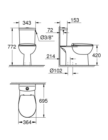 Унітаз-компакт Grohe Bau Ceramic Bundle 39346000