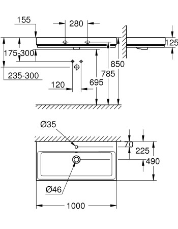 Раковина 100 Grohe Cube Ceramic 3938600H