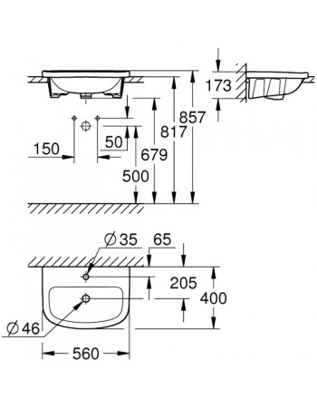 Вбудована раковина 55 Grohe Bau Ceramic 39422000
