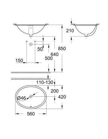 Вбудована раковина 55 Grohe Bau Ceramic 39423000
