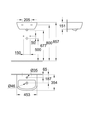 Раковина 45 Grohe Bau Ceramic 39424000
