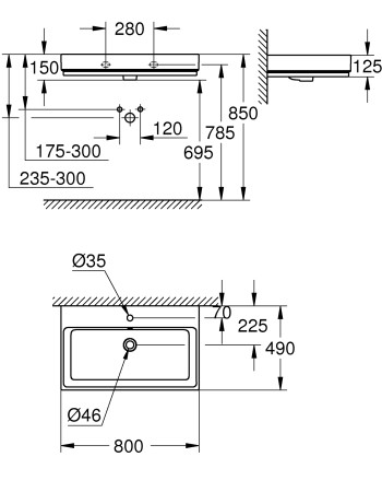 Раковина 80 Grohe Cube Ceramic 3946900H