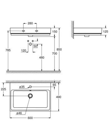 Раковина 60 Grohe Cube Ceramic 3947300H