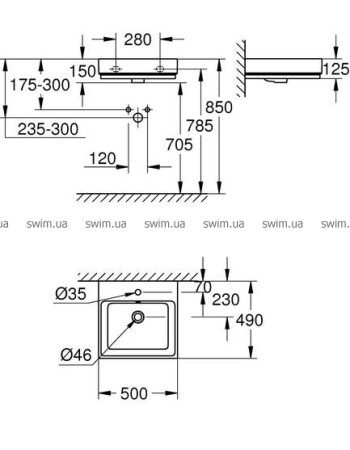 Раковина 50 Grohe Cube Ceramic 3947400H