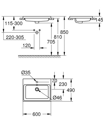 Вбудована раковина 60 Grohe Cube Ceramic 3947900H