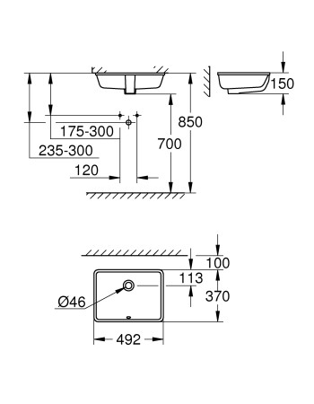 Вбудована раковина 50 Grohe Cube Ceramic 3948000H