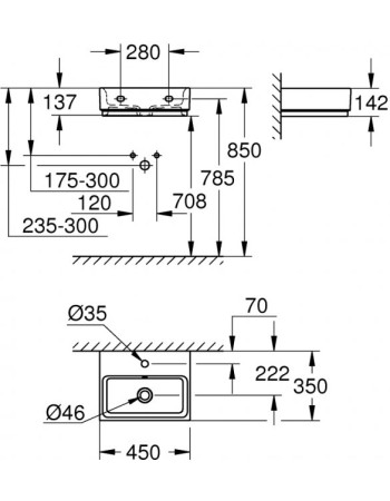 Раковина 45 Grohe Cube Ceramic 3948300H