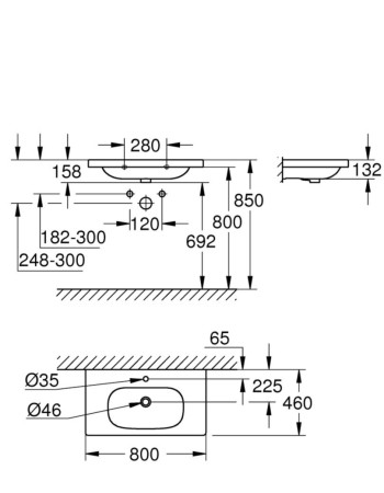 Раковина 80 Grohe Euro Ceramic 3958400H