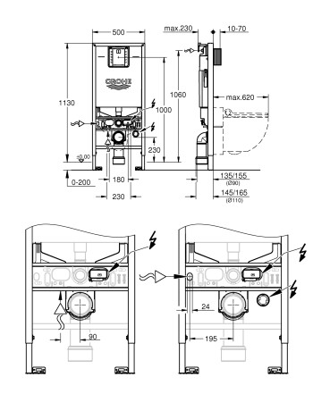 Інсталяція для унітаза 3 в 1 Grohe Rapid SLX 39598000