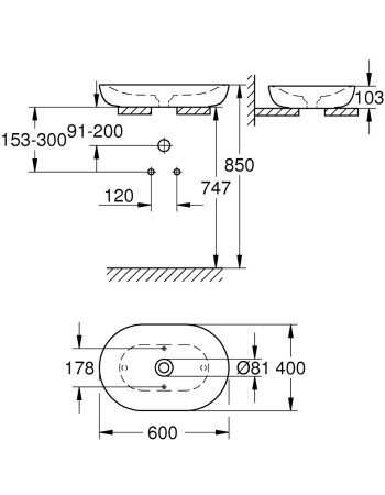 Раковина-чаша 60 Grohe Essence Ceramic 3960800H