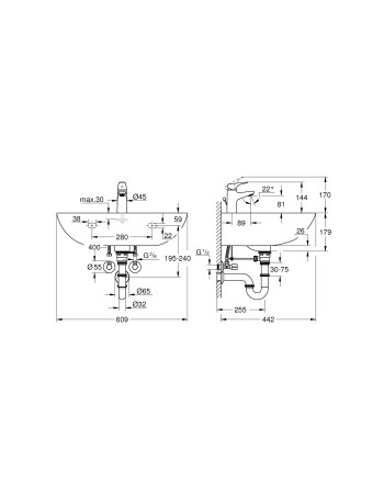 Комплект раковини 60 зі змішувачем Grohe Bau Ceramic Bundle 39644000