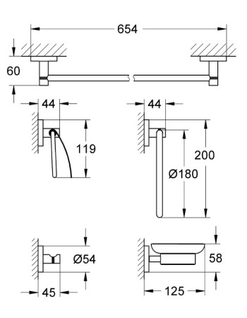 Набір аксесуарів 5 в 1 Grohe Essentials New 40344001