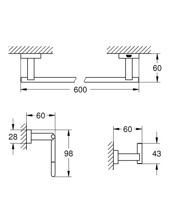 Набір аксесуарів 3 в 1 Grohe Essentials Cube New 40777001
