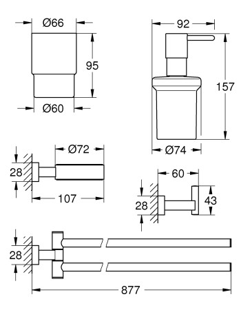 Набір аксесуарів 4 в 1 Grohe Essentials Cube New 40847001