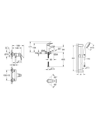 Комплект змішувачів для ванної кімнати Grohe BauFlow UA121630S0