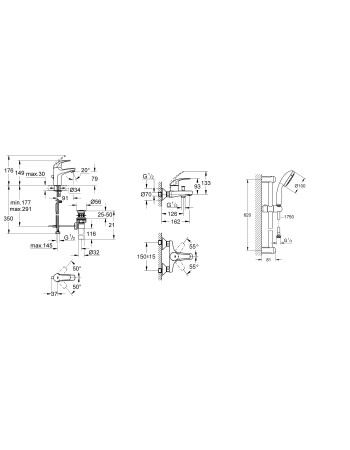 Комплект змішувачів для ванної кімнати Grohe BauCurve UA122217S0